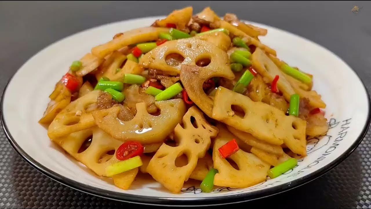 How To StirFry Lotus Root With Pork Belly YouTube