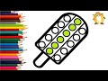 How to draw pop it popsicle. Pop it ice cream. Coloring page / Drawing and painting for kids.