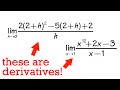 Recognize limits as derivatives, (NO L'Hopital's Rule)