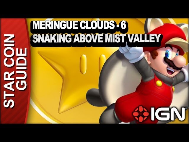 New Super Mario Bros. U 3 Star Coin Walkthrough - Meringue Clouds-6: Snaking above Mist Valley