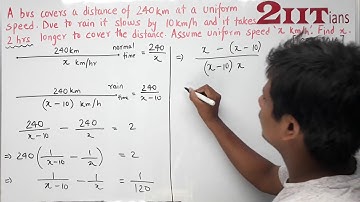 Quardratic Equations in One Variable Exercise 5.5 Q 25 Class X ICSE | IIT  A bus covers a distance