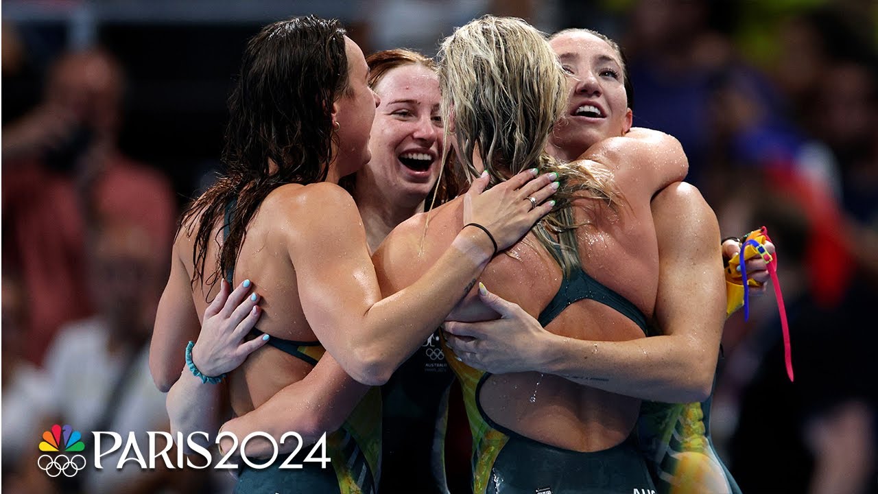 Australia ROLLS to 4x200m freestyle relay win; USA gives Ledecky historic  medal | Paris Olympics