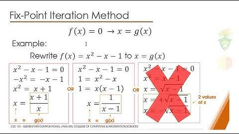 CSC 101- Fix Point Iteration Method