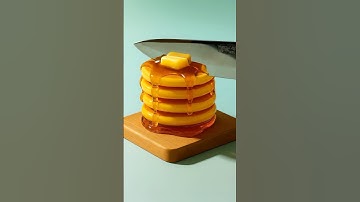 AI ASMR Glass Pancake Stack Slice #ASMR #SatisfyingVideo #glasscutting #veo3 #veo3video
