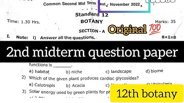 12th botany 2nd midterm original question paper 2022