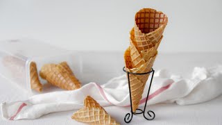 自制香脆冰淇淋华夫甜筒 Homemade Ice Cream Waffle Cones