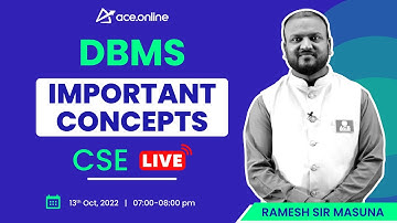 DBMS - Important Concepts for GATE 2023 | Ramesh Sir Masuna | CSE | ACE Online Live