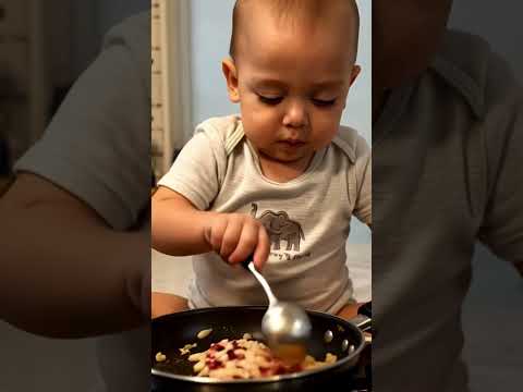 Когда ребёнок сам готовит – маленький кулинар #лялька #дети #кухня #поваренок #милота