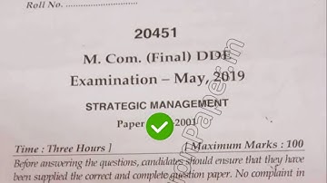 2019 Mdu MCom DDE Final Year Strategic Management Question Paper
