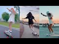 2021 TIKTOK Longboard Skateboard fashion show compilation with boy and girl