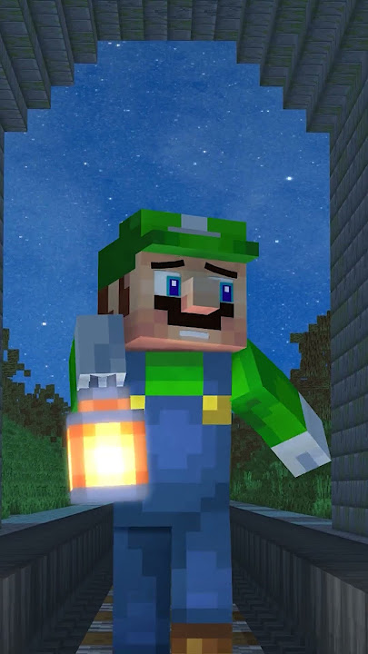 Luigi runs from a ghost train! in Minecraft!