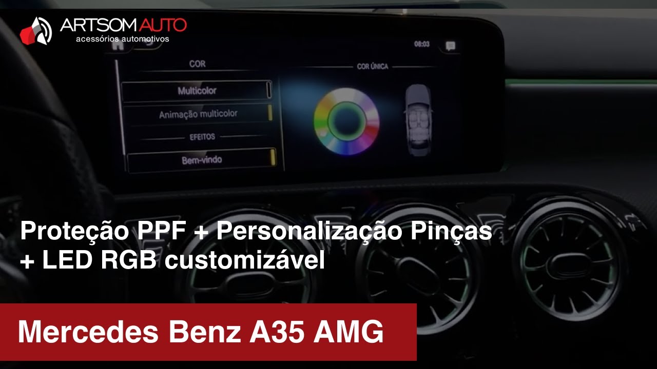 Mercedes Benz A35 AMG 2021  - Proteção PPF + Personalização Pinças + LED RGB customizável