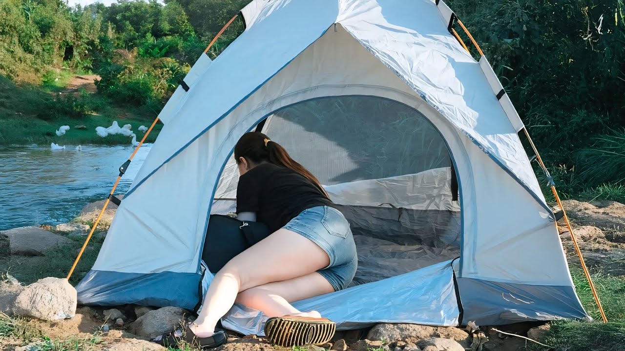 Solo Camping Girl 🏕️. Solo Girl Enjoy. Solo Outdoor Lady.