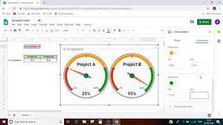 Speedometer / Gauge in Google Sheets (in hindi) screenshot 5