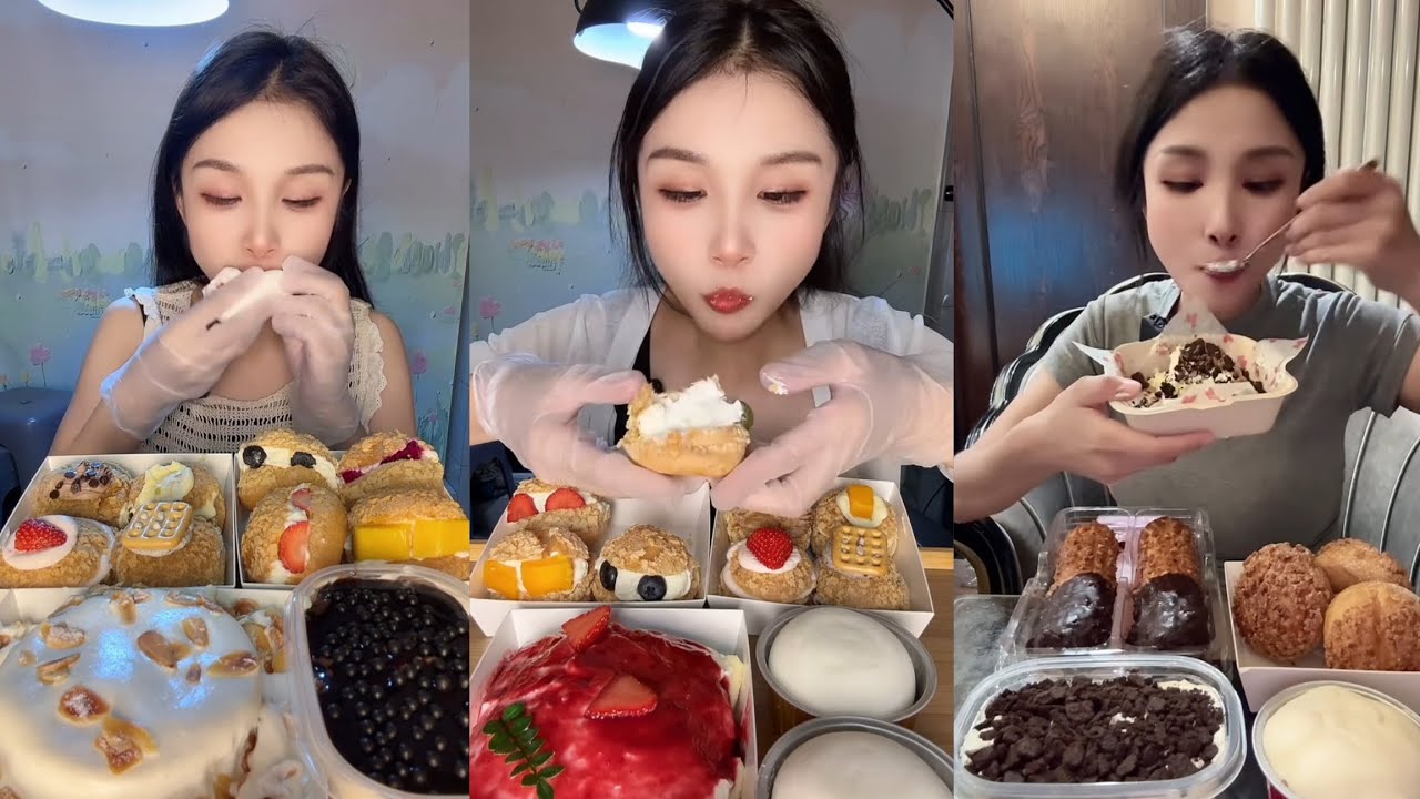 Mixed Desserts ASMR Mukbang | Mochi, Cream Cake & Sweet Treats Eating Sounds