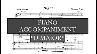 Night (Florence Price) D Major Piano Accompaniment - Karaoke