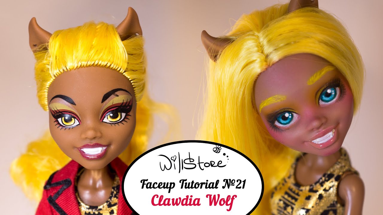 Faceup Tutorial №21 Clawdia Wolf OOAK Monster High Cutom doll repaint ...