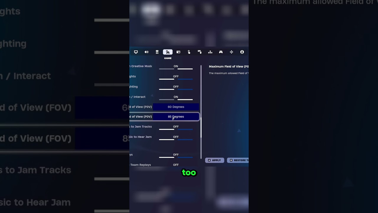 Fortnite FOV Settings for FPS BOOST 