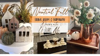 NEUTRAL FALL LIVING ROOM DECOR + ENTRYWAY FALL DECORATE WITH ME