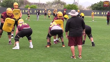 ASU Spring practice offensive line skill work