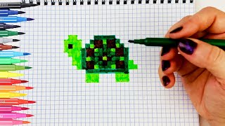 Как Нарисовать 🐢 Черепашку По Клеточкам ❤️ Рисунки По Клеточкам