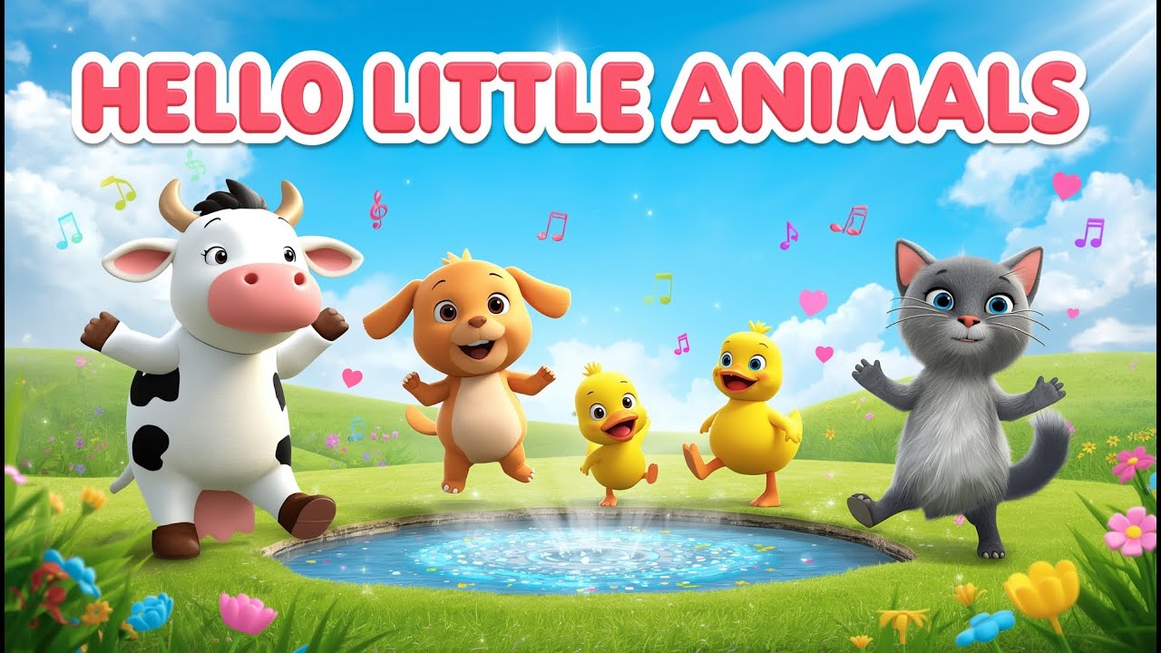 Hello Little Animals 🐮🐶🐱 | Fun Animal Song for Kids 🎵