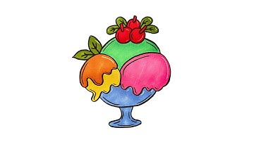 Draw and Color Sundae Ice Cream | Easy Drawing for Kids | Step by Step