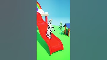 Long Slide Game with Cow - 3d Animal Game | Ep. 1