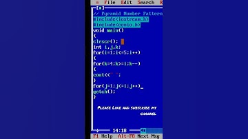 Pyramid number pattern programming in C++ || part -2 || Turbo C++|| Kanhaiya Kumar