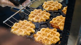 ベルギーワッフル (ショコ, アーモンド) ∥ Belgian Waffle ∥ マネケン ∥ Japanese Street Food