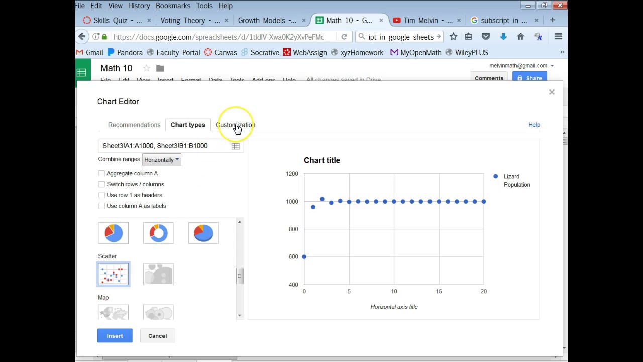 Recursive Sequences in Google Sheets Part 3 - Scatter Plot - YouTube