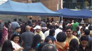 Uttaran Durga Puja 2012 Crowd chatting and lined up for Bhog