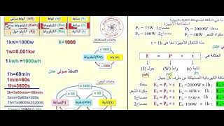 مفهوم استطاعة التحويل الطاقوي و وحدة الطاقة و تحويلات وحدات الطاقة و الزمن الثالثة متوسط