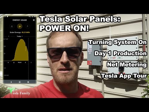 Tesla Solar Panels: Power ON! | Turning System On | Day 1 Production | Net Metering | Tesla App Tour