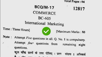 2017 Kuk BCom 6th Sem International Marketing Question Paper