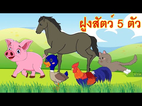 เพลงฝูงสัตว์ 5 ตัว ไก่ เป็ด หมู แมว ม้า I เพลงเด็กยิ้ม