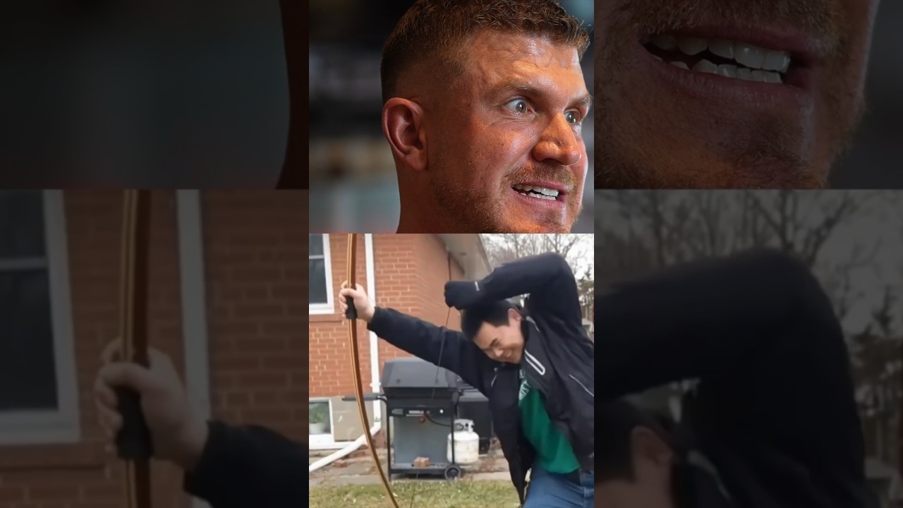 Josh Bowmar Reactions to guy PULLING a 200lb bow!! 🤯🤯 #archery #hunting #strong #reactions