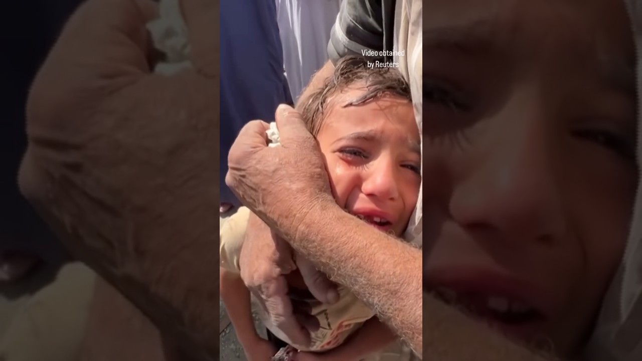 Palestinian boy cries for parents after Israeli airstrike in Gaza  shorts