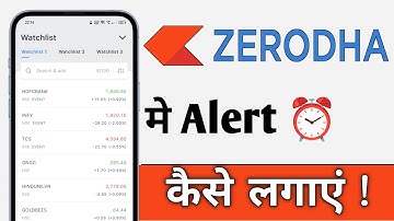 Zerodha Kite Me Alert Kaise Lagaye, Zerodha Alert