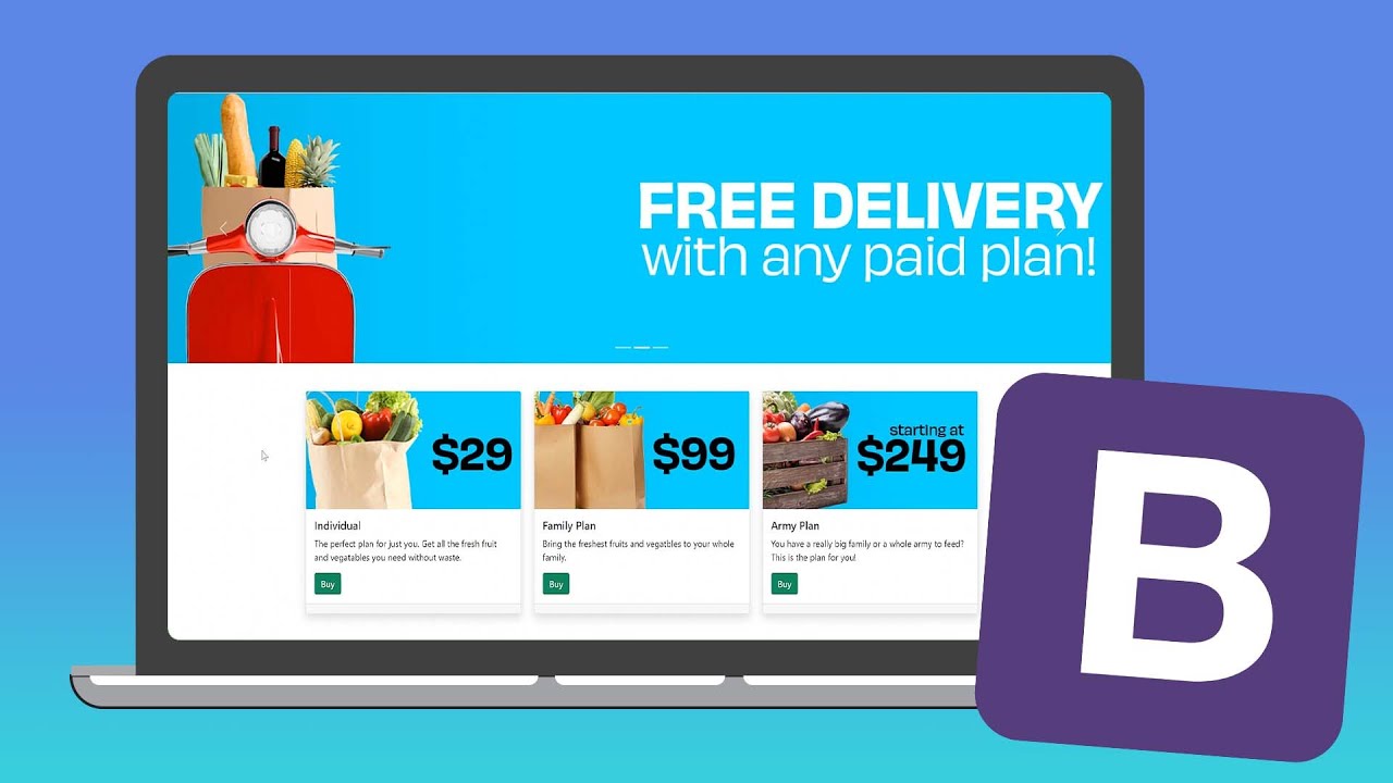 Bootstrap 5 Tutorial: Carousel & Card Pricing Page - YouTube