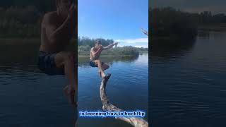 learning how to backflip #adventure #cliff #cliffjumping #lake #diving #summer #swimming #backflip