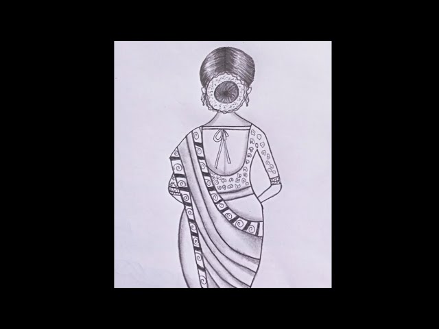 How to Draw a Traditional Girl With Beautiful Saree// Step By Step//Nadia  Drawing Academy - YouTube