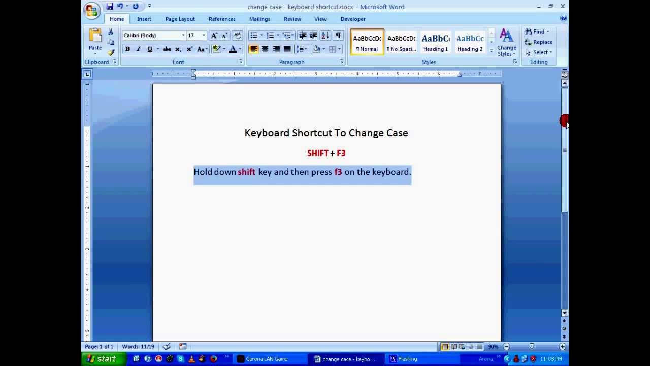 microsoft word 2007 shortcut keys youtube