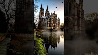 Misty Gothic Ruins Reflected on Crystal-Clear Water 🌿✨ | Ambient Horizon