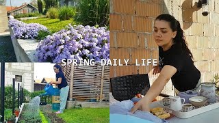 Preparing pillows for the swing | gardening, place for resting | daily life in the village