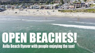 California beaches start to open - avila beach in san luis obispo
county
