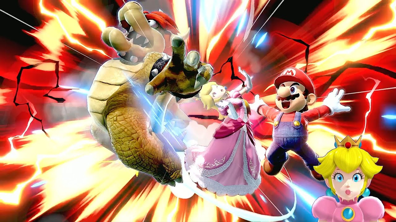 Super Smash Bros Ultimate Mario and Peach vs Bowser at Pirate Ship CPU ...