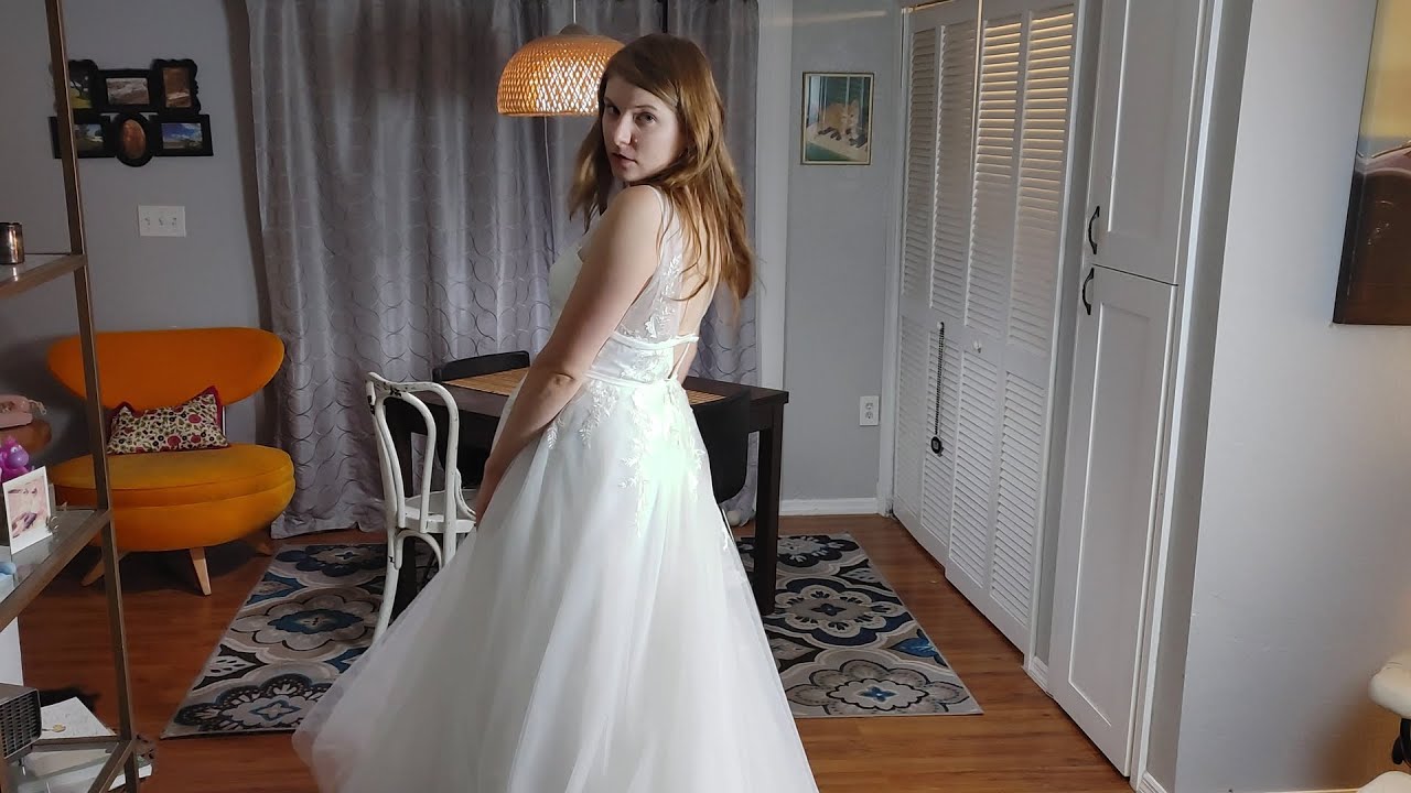 Azazie Wedding Dress At Home Try On Haul [Actual Bride]