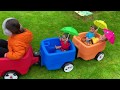 Ride on Wagon with baby dolls and Umbrellas