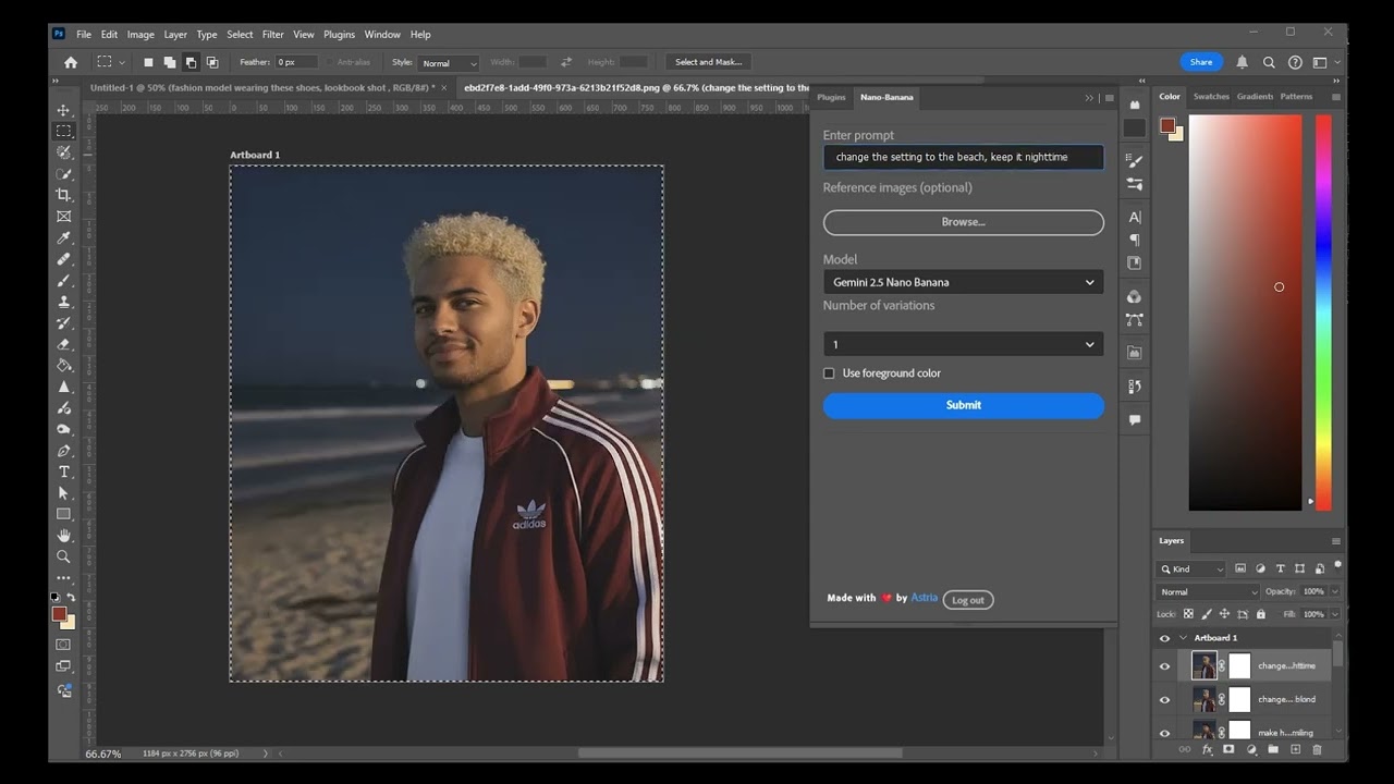 Nano Banana plugin for Photoshop - Fashion workflow with Seedream